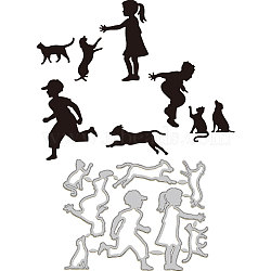 Children and Pet Carbon Steel Cutting Dies Stencils, for DIY Scrapbooking, Photo Album, Decorative Embossing Paper Card, Stainless Steel Color, Human, 103x134x0.8mm(DIY-WH0309-1503)