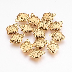 304 Stainless Steel Pendants, Strawberry, Golden, 15x11x4mm, Hole: 1mm(STAS-G176-21G)