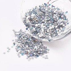 Ornament Accessories Plastic Paillette/Sequins Beads, Star, Silver, 2.5x2.5x0.1mm, about 450000pcs/pound(PVC-G001-05A)