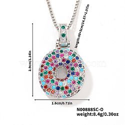 Brass Pave Colorful Cubic Zirconia Letter Pendant Box Chain Necklaces, Platinum, Letter O, 15.75 inch(40cm)(NU0575-41)