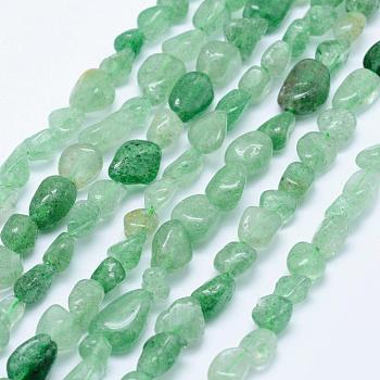 Natural Green Strawberry Quartz Beads Strands, Tumbled Stone, Nuggets, 5x4mm, Hole: 1mm, 15.7 inch~15.9 inch(40~40.5cm)