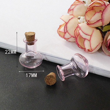 Miniature Glass Bottles, with Cork Stoppers, Empty Wishing Bottles, for Dollhouse Accessories, Jewelry Making, Vase Pattern, 22x17mm