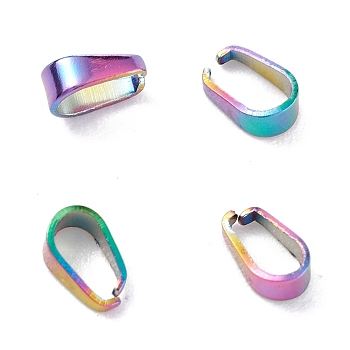 Ion Plating(IP) 304 Stainless Steel Snap on Bails, Rainbow Color, 5.5x3.5x2.5mm, Inner: 5x2.5mm