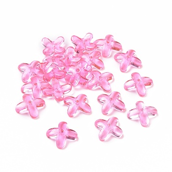 Glass Beads, for Jewelry Making, Flower, Pearl Pink, 9.5x9.5x3.5mm, Hole: 1mm