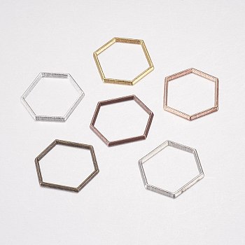 Alloy Linking Rings, Hexagon, Mixed Color, 18x20x1mm