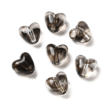 Transparent Acrylic Beads, Heart, Black, 9.6x10.5x7mm, Hole: 1.8mm, about 1120pcs/500g