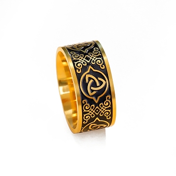 Stainless Steel Enamel Triquetra/Trinity Knot Finger Rings, Claddagh Ring, Golden, Inner Diameter: 20mm