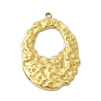 Ion Plating(IP) 304 Stainless Steel Pendants, Real 18K Gold Plated, Oval, 33.5x22x2mm, Hole: 1.5mm