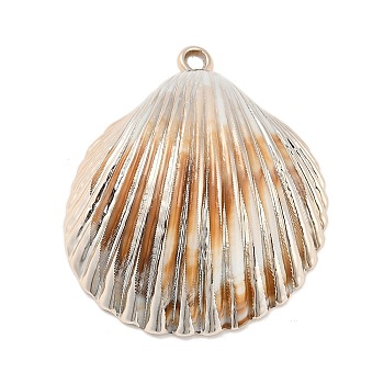 Plating Acrylic Pendants, with Imitation Shell, Shell Shapes, Sandy Brown, 52x44x18mm, Hole: 2.3mm