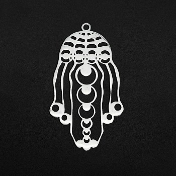201 Stainless Steel Pendants, Laser Cut, Jellyfish, Stainless Steel Color, 40x22.5x1mm, Hole: 1.6mm