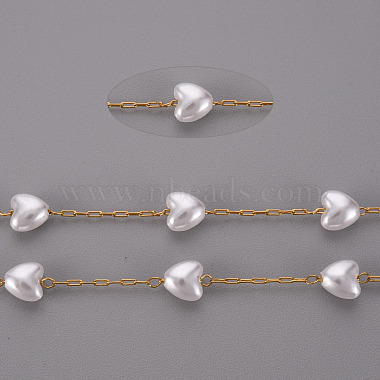 Handmade ABS Plastic Imitation Pearl Beaded Chains(STAS-T052-39G)-2