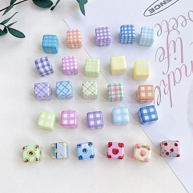 Mixed Color Cube Acrylic European Beads