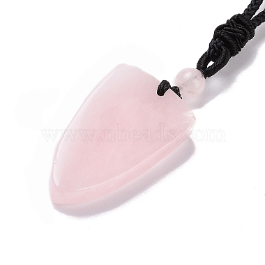 Ожерелье с подвеской в виде матросского узла из натурального розового кварца и нейлоновым шнуром для женщин(NJEW-E091-02E)-4