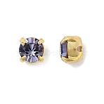 Preciosa&reg MAXIMA Crystal in Sew-On Cup, Czech Crystal, with Brass Prong Settings, 719 35 021 Chaton(Round), Golden, 20410 Tanzanite, SS16(3.8~4mm)(X-PRC-SS16-20410-G)
