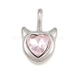 304 Stainless Steel Pendants, Cat Shape Charms, with Rhinestone, Stainless Steel Color, 16x10x5mm, Hole: 4x3mm(RB-CBA40D0-03P)