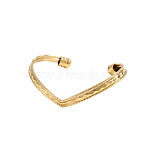 304 Stainless Steel Cuff Bangles, Ion Plating(IP), Real 14K Gold Plated, Inner Diameter: 2-1/8 inch(5.5cm)(STAS-OY006-85G)