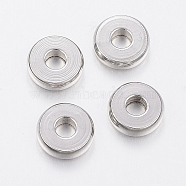 304 Stainless Steel Beads, Flat Round, Stainless Steel Color, 8x2.5mm, Hole: 3mm(STAS-H426-01-8MM)