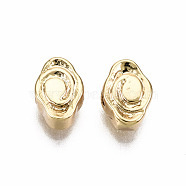 Brass Beads, Nickel Free, Rhombus, Real 18K Gold Plated, 4.5x6.5x3mm, Hole: 1.2mm(KK-T056-106G-NF)