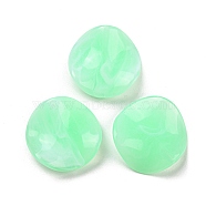 Opaque Acrylic Beads, Wave Flat Round, Aquamarine, 24x6mm, Hole: 1.8mm, about 255pcs/500g(OACR-B013-32D)