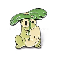Frog with Leaf Enamel Pin, Cartoon Alloy Badge for Backpack Clothes, Electrophoresis Black, Green, 33x28x1.5mm, Pin:1.3mm(JEWB-H006-09EB)