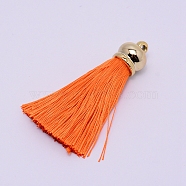 Polyester Tassel Big Pendants, with Plastic Findings, Dark Orange, 67x15.3mm, Hole: 3mm(FIND-WH0062-02P)