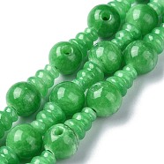 Natural Jade 3-Hole Guru Bead Strands, for Buddhist Jewelry Making, T-Drilled Beads, 16x10mm, Hole: 2~2.5mm(G-K149-44)