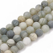 Natural Green Line Jasper Beads Strands, Frosted, Round, 6mm, Hole: 1mm, about 63pcs/strand, 15.5 inch(G-T106-230)