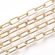 Unwelded Iron Paperclip Chains, Flat Oval, Drawn Elongated Cable Chains, with Spool, Light Gold, 10x5x1mm, about 82.02 Feet(25m)/roll(CH-S125-02E-LG)