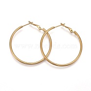 201 Stainless Steel Hoop Earrings, Hypoallergenic Earrings, Ring Shape, Golden, 12 Gauge, 42x39.5x2mm, Pin: 1mm(EJEW-F188-24G-B)