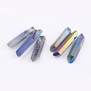 Electroplated Natural Quartz Crystal Graduated Beads Strands, Nuggets, Colorful, 21~43x5~13mm, Hole: 1mm, 3pcs/set(G-P315-A02)