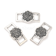 Tibetan Style Alloy Connector Charms, Rectangle with Flower, Antique Silver, 12.5x24x2mm, Hole: 4x6mm, about 480pcs/1000g(PALLOY-R143-26AS)