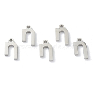 304 Stainless Steel Charms, Greek Alphabet, Stainless Steel Color, Letter.H, 13x7x1.5mm, Hole: 1.4mm(STAS-G244-01H)