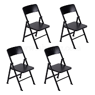 Cute Mini Plastic Foldable Chair, Miniature Furniture Model, for Mobile Phone Holder, Dollhouse Accessories, Pretending Prop Decorations, Action Figure Dislay Backdrop, Black, 94x85x106mm, Fold: 180x87x12.5mm(DJEW-WH0015-79B)