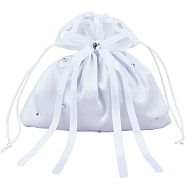 Polyester Bags, Wedding Drawstring Storage Bags, White, 20x21.8x0.75cm(ABAG-WH20011-04C)