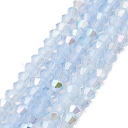 Baking Painted Glass Beads Strands, Imitation Opalite, Faceted, AB Color Plated, Bicone, Light Steel Blue, 4.5x4mm, Hole: 0.8mm, about 88~89pcs/strand, 13.11''(33.3cm)(DGLA-F029-J2mm-A01)