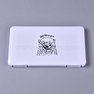 Portable Plastic Mouth Covers Storage Box, Dust-Proof Pollution-Free Container Case, for Disposable Mouth Cover, Bear Pattern, White, 19x11x1.25cm(CON-E022-02C)