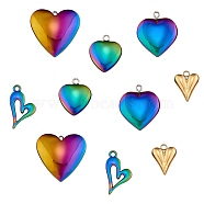 Jewelry Heart Pendant Making Finding Kit, Including 10Pcs 5 Style Synthetic Hematite & 316 Surgical Stainless Steel & Alloy Pendants, Mixed Color, 14.5~25x11~25x2~8mm, Hole: 1.6~6x1.6~2.5mm, 2pcs/style(DIY-SZ0008-37)