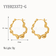 French Vintage Stainless Steel Hoop Earrings, Real 18K Gold Plated, 30.4x26mm(YQ8592-8)