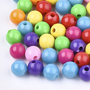 Plastic Beads, Round, Mixed Color, 8x7mm, Hole: 2.5mm, about 2000pcs/500g(KY-Q051-01D-M)