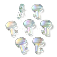 UV Plating Rainbow Iridescent Transparent Acrylic Beads, Key, Aquamarine, 26.5x19x7.5mm, Hole: 2.7mm(OACR-C007-05D)