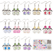 DIY Fairy Dangle Earring Making Kit, Including Glass Pearl Round Beads, Wing & Heart Alloy Bead Frame, Brass Earring Hooks, Mixed Color, 238Pcs/box(DIY-SC0021-75)