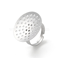 Non-Tarnish 304 Stainless Steel Sieve Ring Settings, Round, Stainless Steel Color, Inner Diameter: 18mm, Tray: 25mm(X-STAS-K278-06B-P)