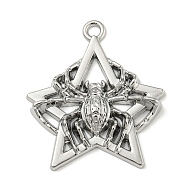 Alloy Pendants, Star with Spider, Platinum, 45x38x5.5mm, Hole: 3mm(PALLOY-A007-16P)