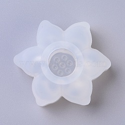 Silicone Molds, Resin Casting Molds, For UV Resin, Epoxy Resin Jewelry Making, Lotus Flower, White, 68x61x33mm(X-DIY-G010-63)