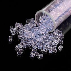11/0 Two Cut Round Hole Glass Seed Beads, Hexagon, Transparent Colours, Clear, 2x2mm, Hole: 0.5mm, about 41000pcs/pound(SEED-G006-2mm-12)