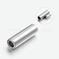 Tarnish Resistant 304 Stainless Steel Magnetic Clasps with Glue-in Ends, Column, Stainless Steel Color, 16x5mm, Hole: 3mm(STAS-L131-02)