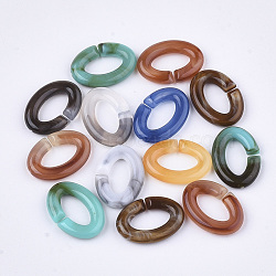 Acrylic Beads, Imitation Gemstone Style, For Cable Chains Making, Oval, Mixed Color, 16x11.5x3mm, Inner Measure: 9x5mm(OACR-T011-131)