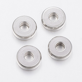 304 Stainless Steel Beads, Flat Round, Stainless Steel Color, 8x2.5mm, Hole: 3mm