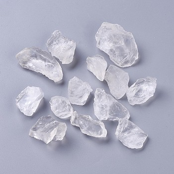 Rough Raw Natural Quartz Crystal Beads, Undrilled/No Hole Beads, Nuggets, 19~42x17~30x10~16mm, about 3~12pcs/100g, 100g/bag