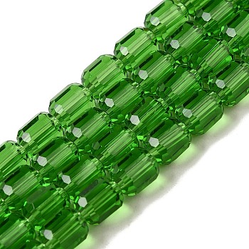 Glass Beads Strands, Faceted Barrel, Sea Green, 7x6mm, Hole: 1mm, about 78~79pcs/strand, 21.26~21.46 inch(54~54.5cm)